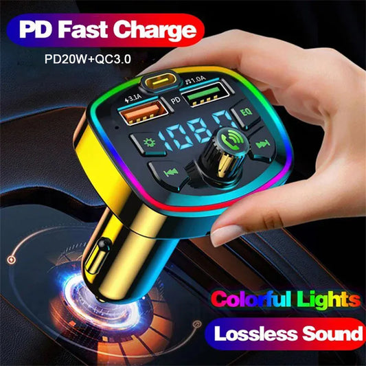 Bluetooth 5.0 FM Transmitter for Car – Dual USB Charger, Hands-Free Mic & MP3 | Wahooly Bluetooth 5.0 FM Transmitter for Car – Dual USB Charger, Hands-Free Mic & MP3 Player