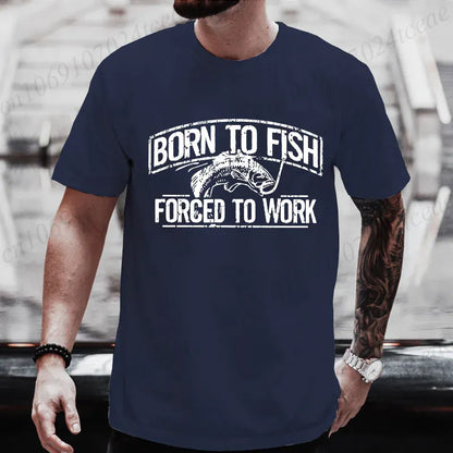 Born to Fish Forced to Work Funny Fishing T-Shirt Gift for Dad Grandpa | Wahooly "Born to Fish, Forced to Work" Funny Fishing T-Shirt – Great Gift for Dad, Grandpa & Anglers