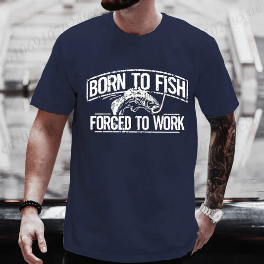 Born to Fish Forced to Work Funny Fishing T-Shirt Gift for Dad Grandpa | Wahooly "Born to Fish, Forced to Work" Funny Fishing T-Shirt – Great Gift for Dad, Grandpa & Anglers