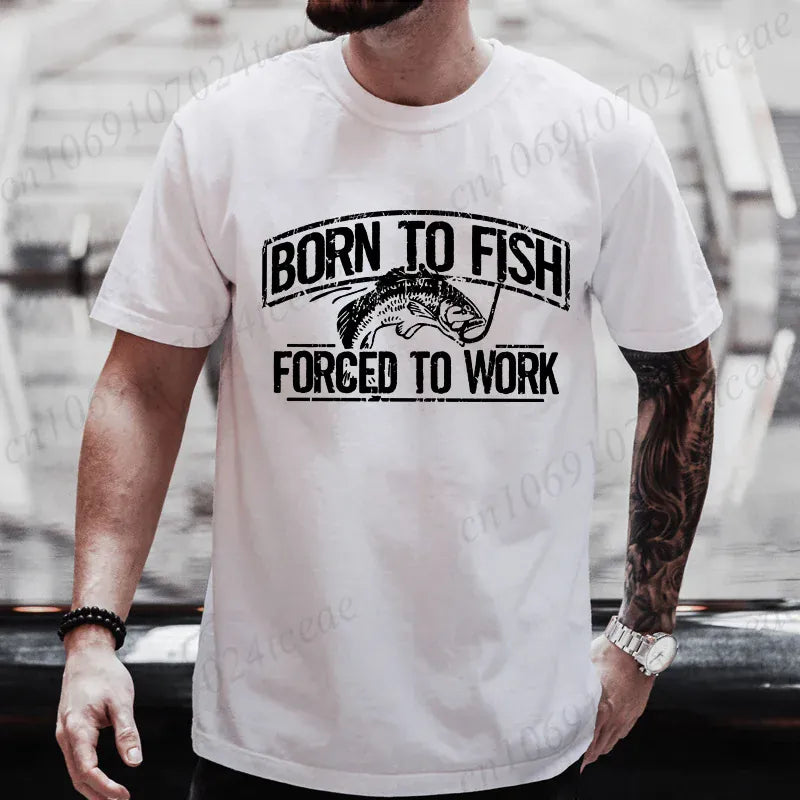 Born to Fish Forced to Work Funny Fishing T-Shirt Gift for Dad Grandpa | Wahooly "Born to Fish, Forced to Work" Funny Fishing T-Shirt – Great Gift for Dad, Grandpa & Anglers