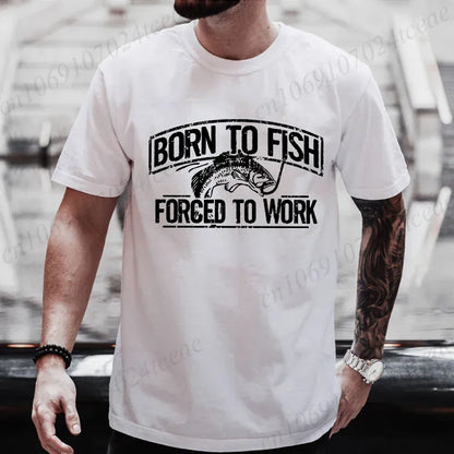 Born to Fish Forced to Work Funny Fishing T-Shirt Gift for Dad Grandpa | Wahooly "Born to Fish, Forced to Work" Funny Fishing T-Shirt – Great Gift for Dad, Grandpa & Anglers