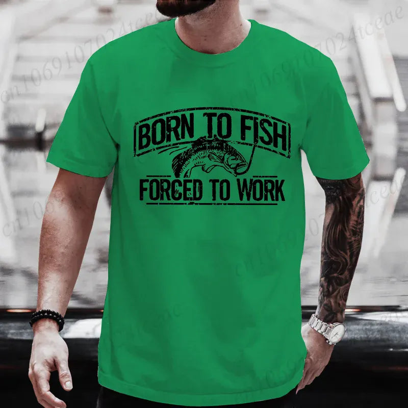 Born to Fish Forced to Work Funny Fishing T-Shirt Gift for Dad Grandpa | Wahooly "Born to Fish, Forced to Work" Funny Fishing T-Shirt – Great Gift for Dad, Grandpa & Anglers