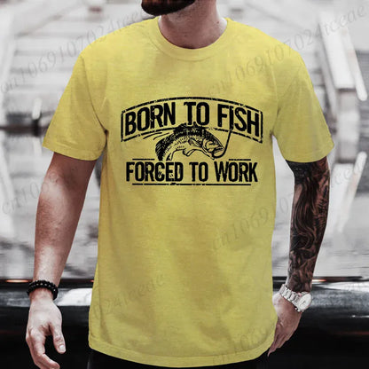 Born to Fish Forced to Work Funny Fishing T-Shirt Gift for Dad Grandpa | Wahooly "Born to Fish, Forced to Work" Funny Fishing T-Shirt – Great Gift for Dad, Grandpa & Anglers
