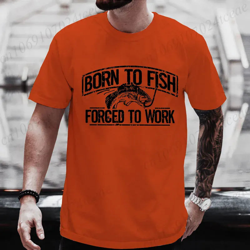 Born to Fish Forced to Work Funny Fishing T-Shirt Gift for Dad Grandpa | Wahooly "Born to Fish, Forced to Work" Funny Fishing T-Shirt – Great Gift for Dad, Grandpa & Anglers