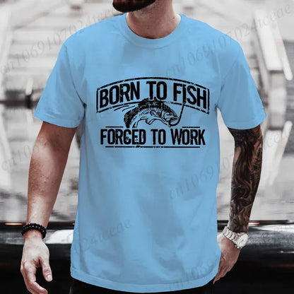 Born to Fish Forced to Work Funny Fishing T-Shirt Gift for Dad Grandpa | Wahooly "Born to Fish, Forced to Work" Funny Fishing T-Shirt – Great Gift for Dad, Grandpa & Anglers