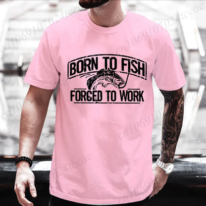 Born to Fish Forced to Work Funny Fishing T-Shirt Gift for Dad Grandpa | Wahooly "Born to Fish, Forced to Work" Funny Fishing T-Shirt – Great Gift for Dad, Grandpa & Anglers