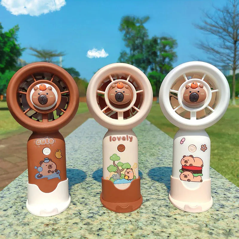 Capybara Mini Handheld Fan USB Rechargeable 3-Speed | Wahooly Capybara Mini Handheld Fan — USB Rechargeable, 3-Speed, Pocket-Sized Portable Cooler