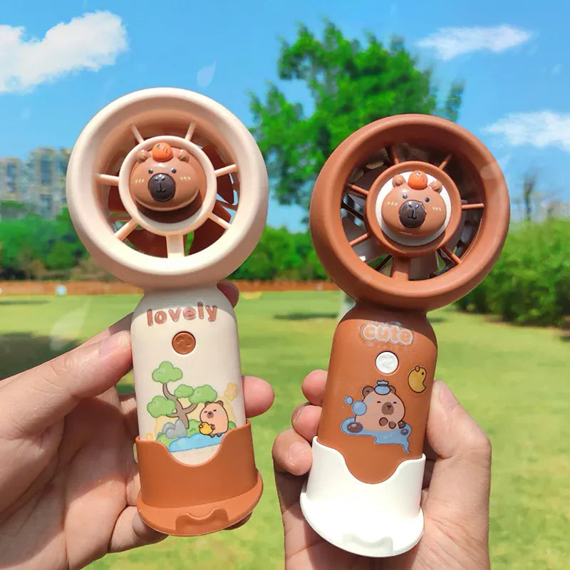 Capybara Mini Handheld Fan USB Rechargeable 3-Speed | Wahooly Capybara Mini Handheld Fan — USB Rechargeable, 3-Speed, Pocket-Sized Portable Cooler