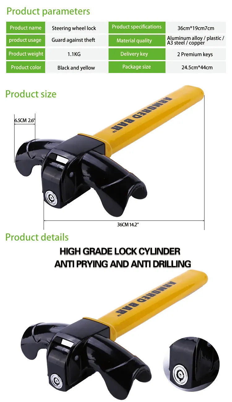 Car Steering Wheel Lock Heavy Duty Stainless Car Steering Wheel Lock Heavy Duty Stainless