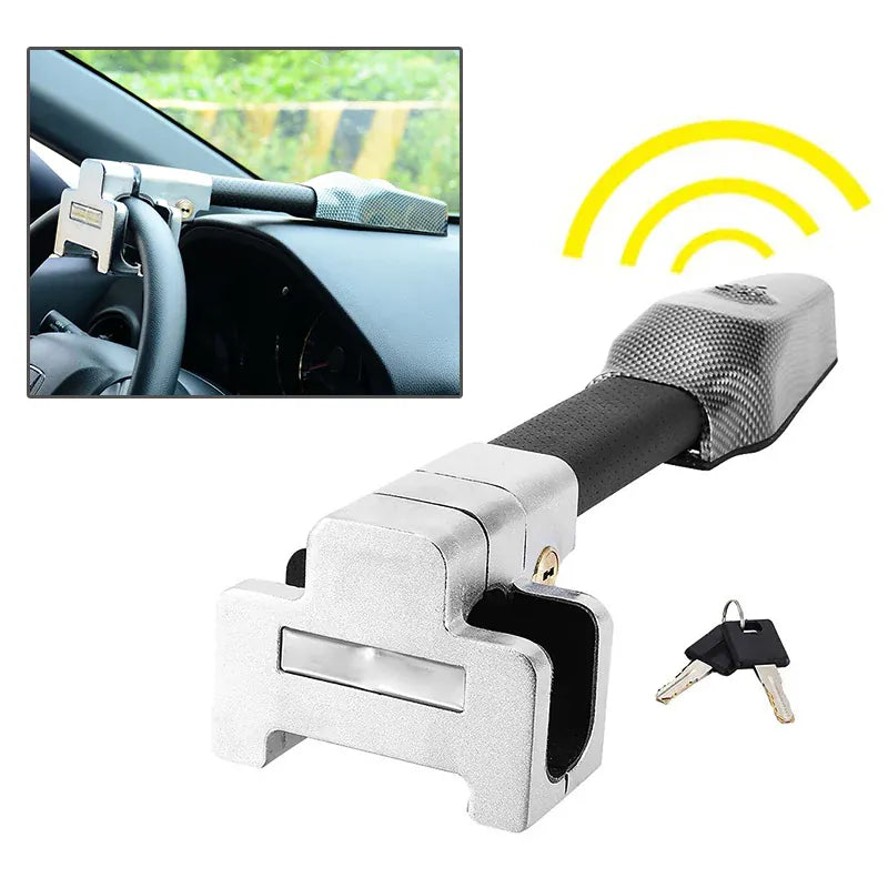 Car Steering Wheel Lock with 130dB Alarm | Heavy-Duty Steel Anti-Theft Security Device Car Steering Wheel Lock with 130dB Alarm – Heavy-Duty Steel Anti-Theft Security Device