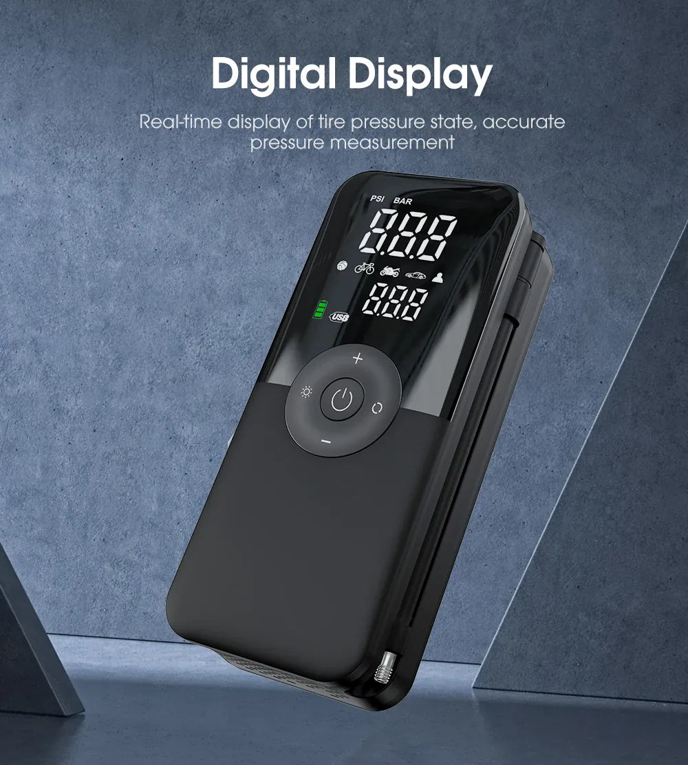 CARSUN Cordless Tire Inflator – Digital Rechargeable Air Compressor | Wahooly CARSUN Cordless Tire Inflator – Digital Rechargeable Air Compressor for Cars, Bikes & More