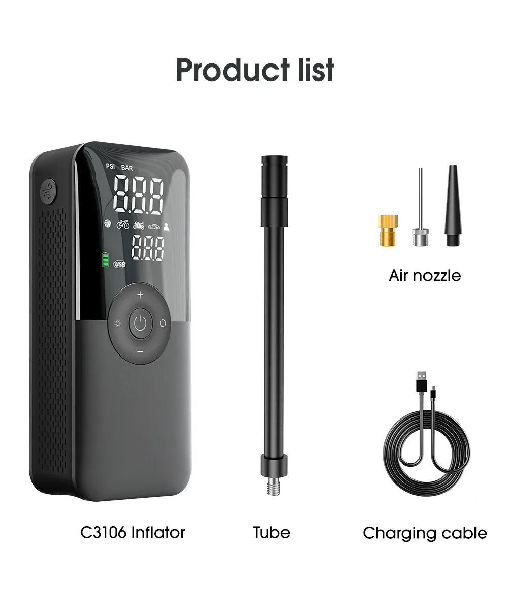 CARSUN Cordless Tire Inflator – Digital Rechargeable Air Compressor | Wahooly CARSUN Cordless Tire Inflator – Digital Rechargeable Air Compressor for Cars, Bikes & More