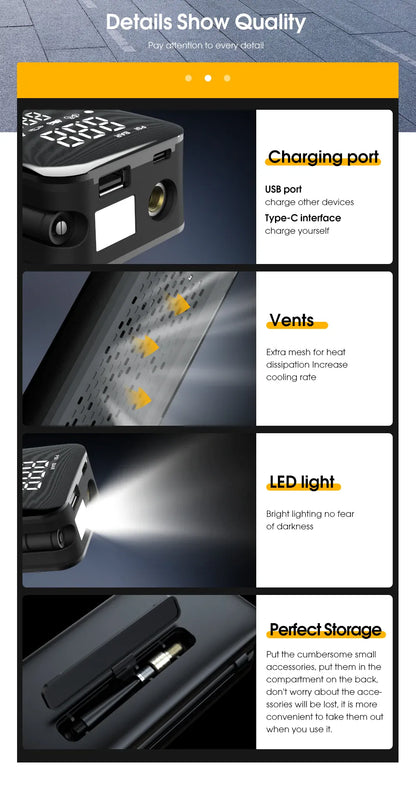 CARSUN Cordless Tire Inflator – Digital Rechargeable Air Compressor | Wahooly CARSUN Cordless Tire Inflator – Digital Rechargeable Air Compressor for Cars, Bikes & More