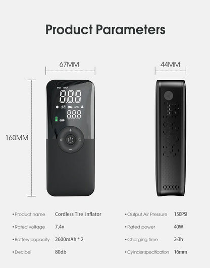 CARSUN Cordless Tire Inflator – Digital Rechargeable Air Compressor | Wahooly CARSUN Cordless Tire Inflator – Digital Rechargeable Air Compressor for Cars, Bikes & More