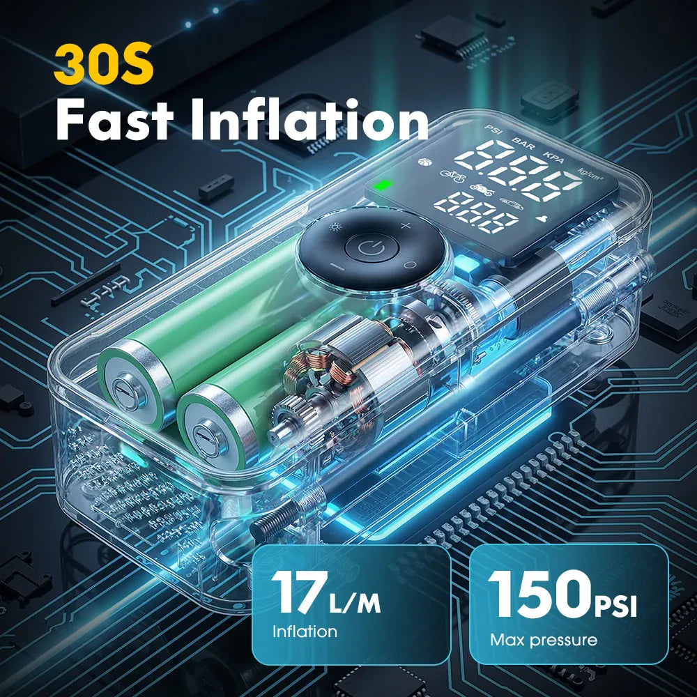 CARSUN Cordless Tire Inflator – Digital Rechargeable Air Compressor | Wahooly CARSUN Cordless Tire Inflator – Digital Rechargeable Air Compressor for Cars, Bikes & More