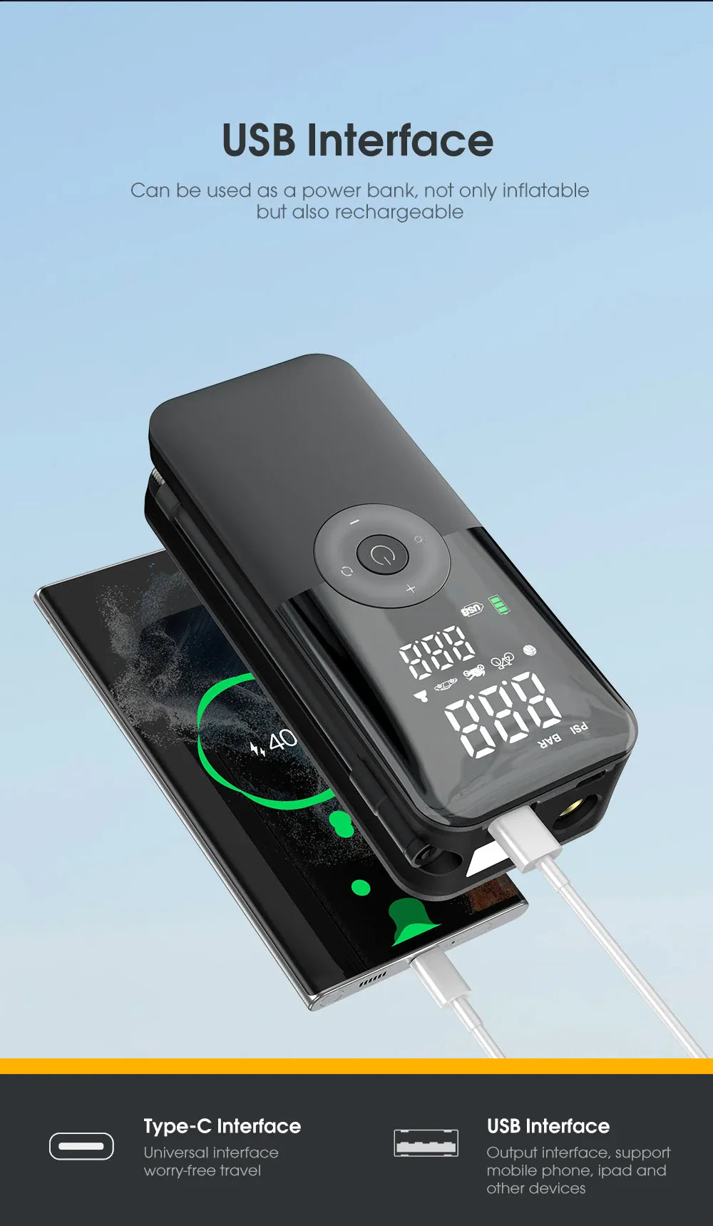 CARSUN Cordless Tire Inflator – Digital Rechargeable Air Compressor | Wahooly CARSUN Cordless Tire Inflator – Digital Rechargeable Air Compressor for Cars, Bikes & More