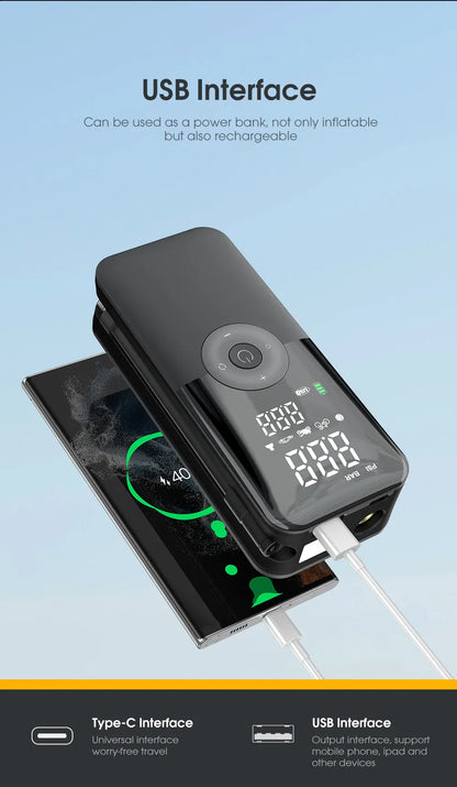 CARSUN Cordless Tire Inflator – Digital Rechargeable Air Compressor | Wahooly CARSUN Cordless Tire Inflator – Digital Rechargeable Air Compressor for Cars, Bikes & More