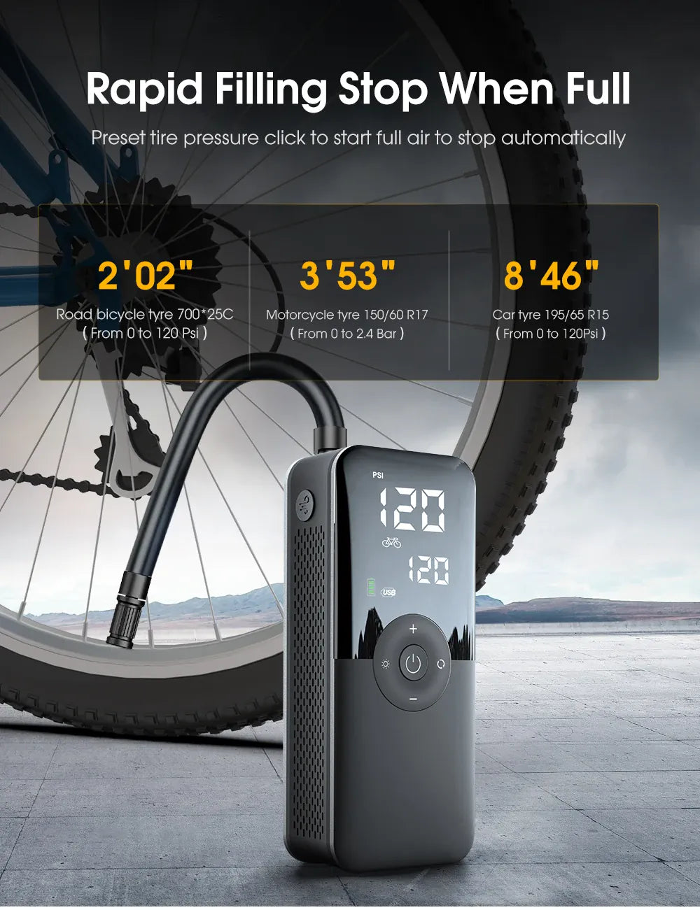 CARSUN Cordless Tire Inflator – Digital Rechargeable Air Compressor | Wahooly CARSUN Cordless Tire Inflator – Digital Rechargeable Air Compressor for Cars, Bikes & More