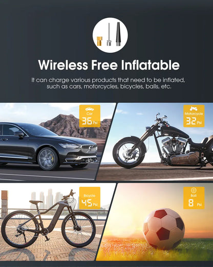 CARSUN Cordless Tire Inflator – Digital Rechargeable Air Compressor | Wahooly CARSUN Cordless Tire Inflator – Digital Rechargeable Air Compressor for Cars, Bikes & More