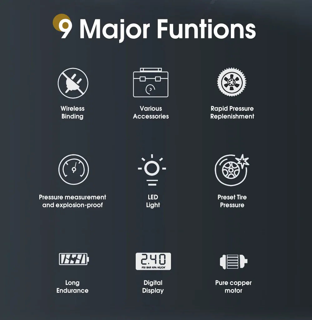 CARSUN Cordless Tire Inflator – Digital Rechargeable Air Compressor | Wahooly CARSUN Cordless Tire Inflator – Digital Rechargeable Air Compressor for Cars, Bikes & More