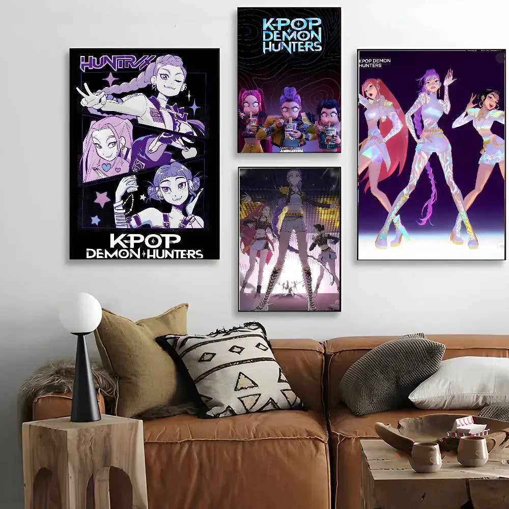 Cartoon Movie K-Pop Demon Hunters-A Poster Canvas painting poster with prints Home bedroom living room decoration gift Cartoon Movie K-Pop Demon Hunters-A Poster Canvas painting poster with prints Home bedroom living room decoration gift