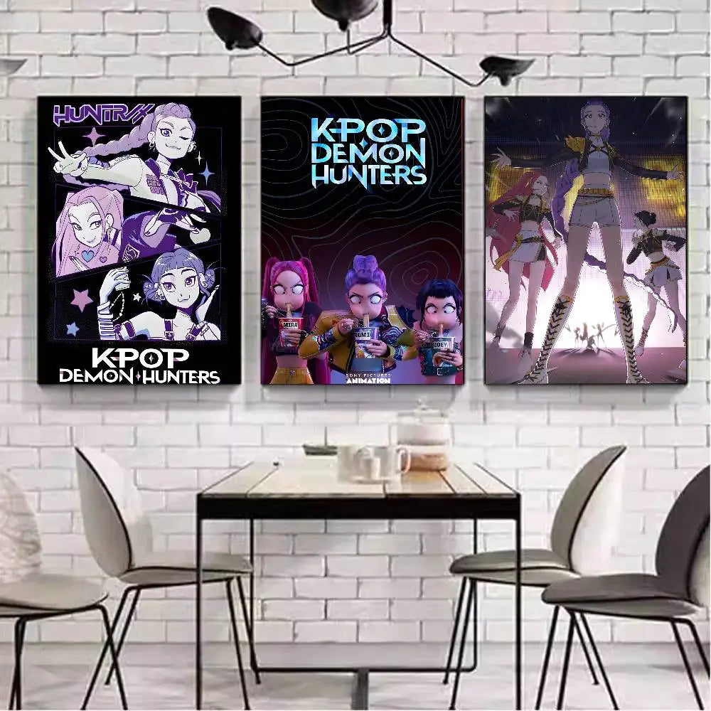 Cartoon Movie K-Pop Demon Hunters-A Poster Canvas painting poster with prints Home bedroom living room decoration gift Cartoon Movie K-Pop Demon Hunters-A Poster Canvas painting poster with prints Home bedroom living room decoration gift