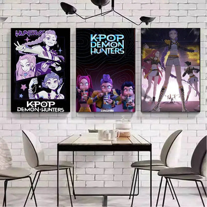 Cartoon Movie K-Pop Demon Hunters-A Poster Canvas painting poster with prints Home bedroom living room decoration gift Cartoon Movie K-Pop Demon Hunters-A Poster Canvas painting poster with prints Home bedroom living room decoration gift