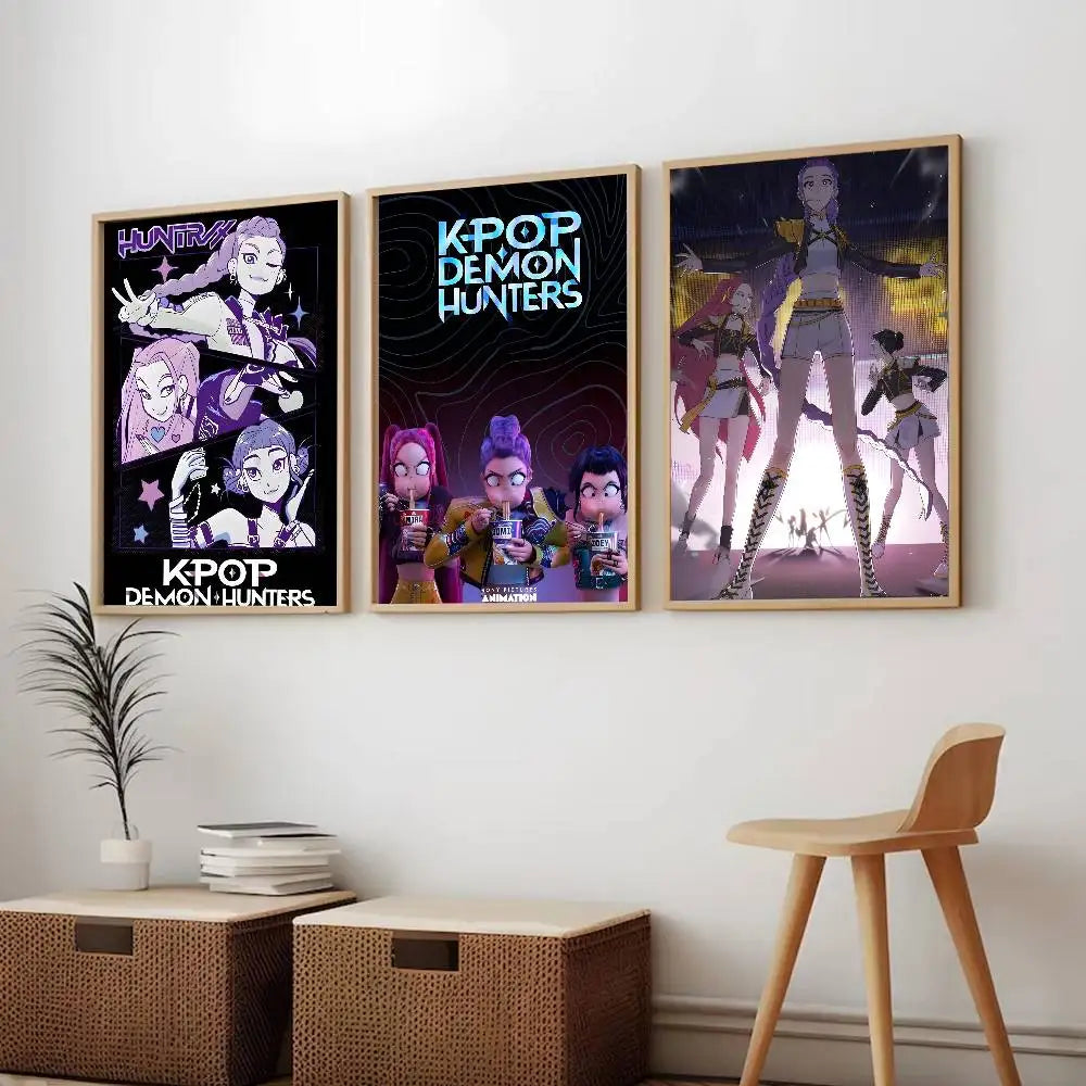 Cartoon Movie K-Pop Demon Hunters-A Poster Canvas painting poster with prints Home bedroom living room decoration gift Cartoon Movie K-Pop Demon Hunters-A Poster Canvas painting poster with prints Home bedroom living room decoration gift