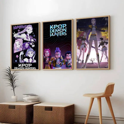 Cartoon Movie K-Pop Demon Hunters-A Poster Canvas painting poster with prints Home bedroom living room decoration gift Cartoon Movie K-Pop Demon Hunters-A Poster Canvas painting poster with prints Home bedroom living room decoration gift