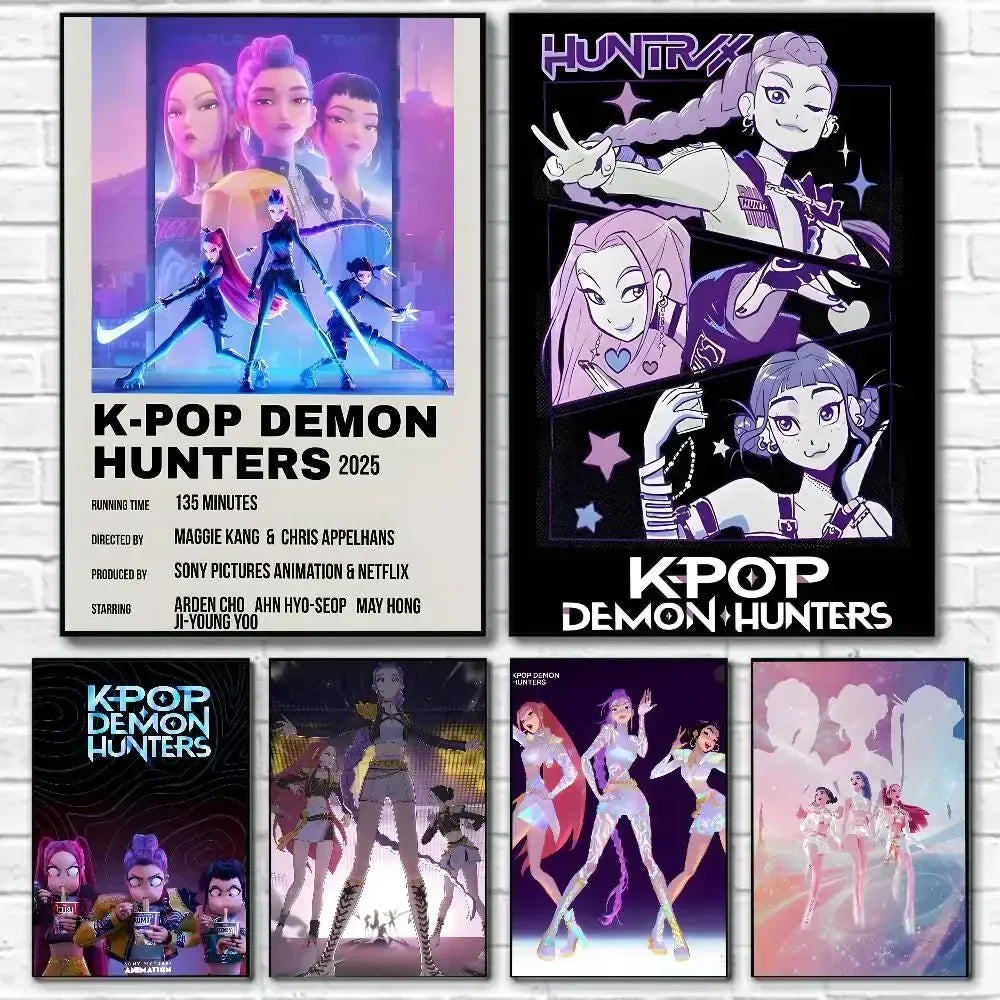 Cartoon Movie K-Pop Demon Hunters-A Poster Canvas painting poster with prints Home bedroom living room decoration gift Cartoon Movie K-Pop Demon Hunters-A Poster Canvas painting poster with prints Home bedroom living room decoration gift