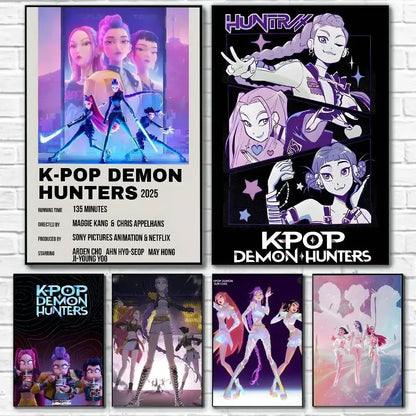 Cartoon Movie K-Pop Demon Hunters-A Poster Canvas painting poster with prints Home bedroom living room decoration gift Cartoon Movie K-Pop Demon Hunters-A Poster Canvas painting poster with prints Home bedroom living room decoration gift