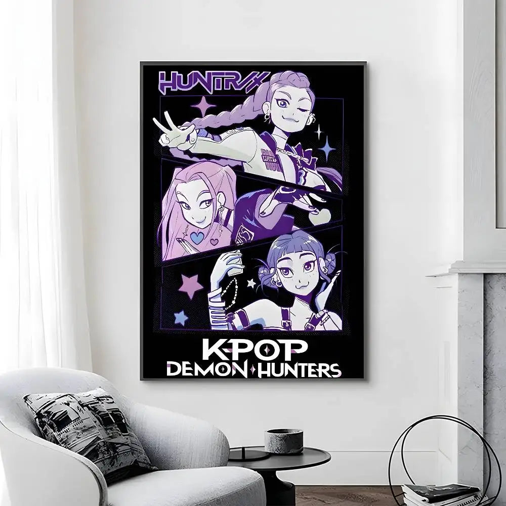 Cartoon Movie K-Pop Demon Hunters-A Poster Canvas painting poster with prints Home bedroom living room decoration gift Cartoon Movie K-Pop Demon Hunters-A Poster Canvas painting poster with prints Home bedroom living room decoration gift