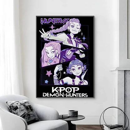 Cartoon Movie K-Pop Demon Hunters-A Poster Canvas painting poster with prints Home bedroom living room decoration gift Cartoon Movie K-Pop Demon Hunters-A Poster Canvas painting poster with prints Home bedroom living room decoration gift