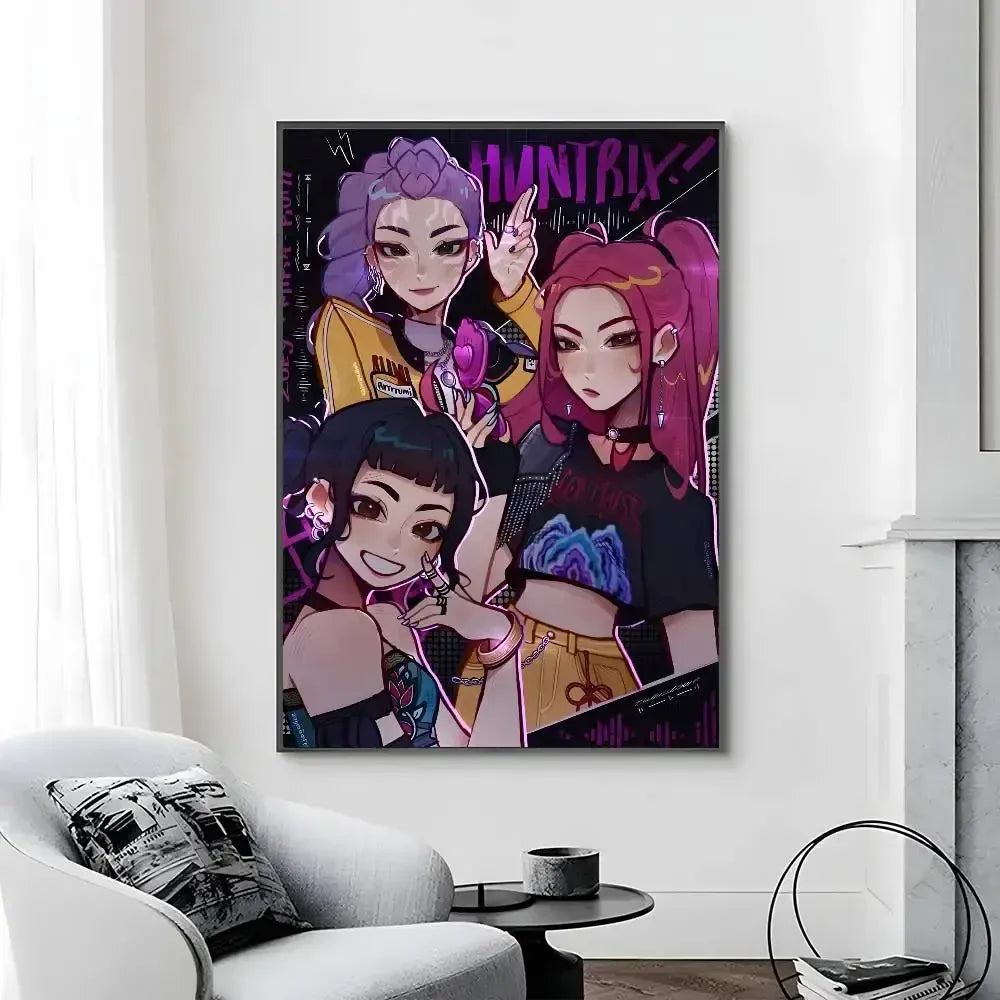 Cartoon Movie K-Pop Demon Hunters-A Poster Canvas painting poster with prints Home bedroom living room decoration gift Cartoon Movie K-Pop Demon Hunters-A Poster Canvas painting poster with prints Home bedroom living room decoration gift