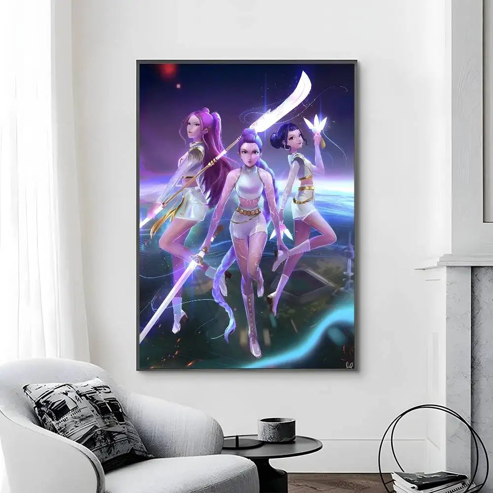 Cartoon Movie K-Pop Demon Hunters-A Poster Canvas painting poster with prints Home bedroom living room decoration gift Cartoon Movie K-Pop Demon Hunters-A Poster Canvas painting poster with prints Home bedroom living room decoration gift