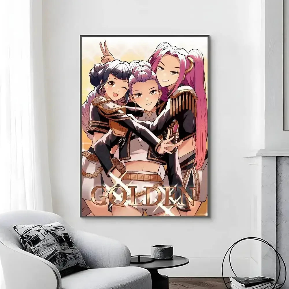 Cartoon Movie K-Pop Demon Hunters-A Poster Canvas painting poster with prints Home bedroom living room decoration gift Cartoon Movie K-Pop Demon Hunters-A Poster Canvas painting poster with prints Home bedroom living room decoration gift