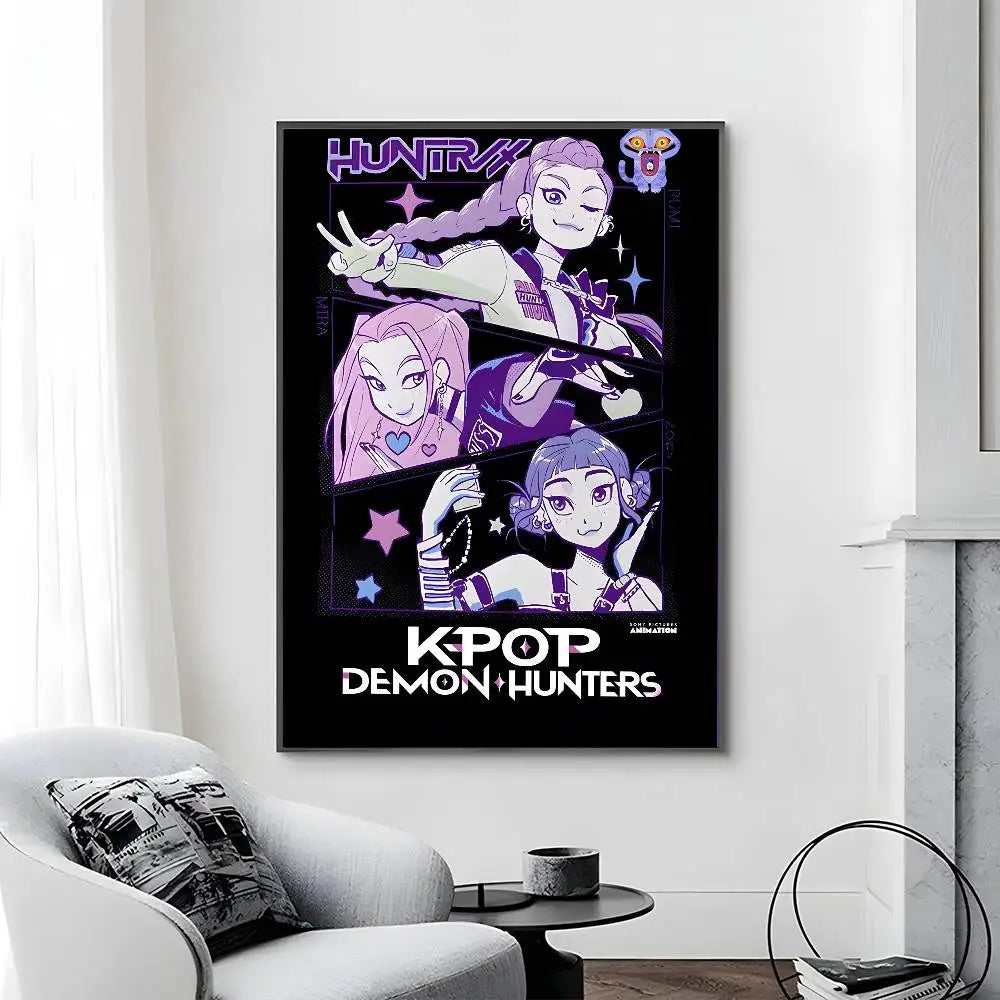 Cartoon Movie K-Pop Demon Hunters-A Poster Canvas painting poster with prints Home bedroom living room decoration gift Cartoon Movie K-Pop Demon Hunters-A Poster Canvas painting poster with prints Home bedroom living room decoration gift