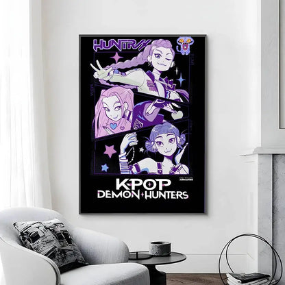 Cartoon Movie K-Pop Demon Hunters-A Poster Canvas painting poster with prints Home bedroom living room decoration gift Cartoon Movie K-Pop Demon Hunters-A Poster Canvas painting poster with prints Home bedroom living room decoration gift