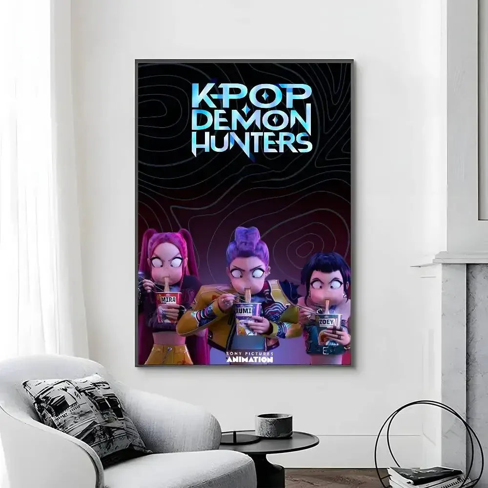 Cartoon Movie K-Pop Demon Hunters-A Poster Canvas painting poster with prints Home bedroom living room decoration gift Cartoon Movie K-Pop Demon Hunters-A Poster Canvas painting poster with prints Home bedroom living room decoration gift