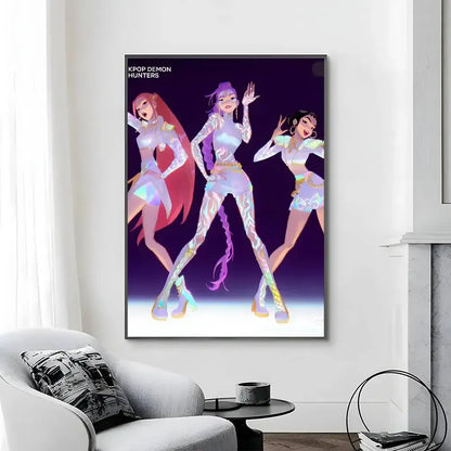 Cartoon Movie K-Pop Demon Hunters-A Poster Canvas painting poster with prints Home bedroom living room decoration gift Cartoon Movie K-Pop Demon Hunters-A Poster Canvas painting poster with prints Home bedroom living room decoration gift