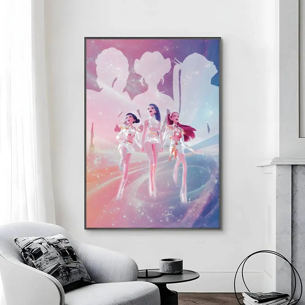 Cartoon Movie K-Pop Demon Hunters-A Poster Canvas painting poster with prints Home bedroom living room decoration gift Cartoon Movie K-Pop Demon Hunters-A Poster Canvas painting poster with prints Home bedroom living room decoration gift