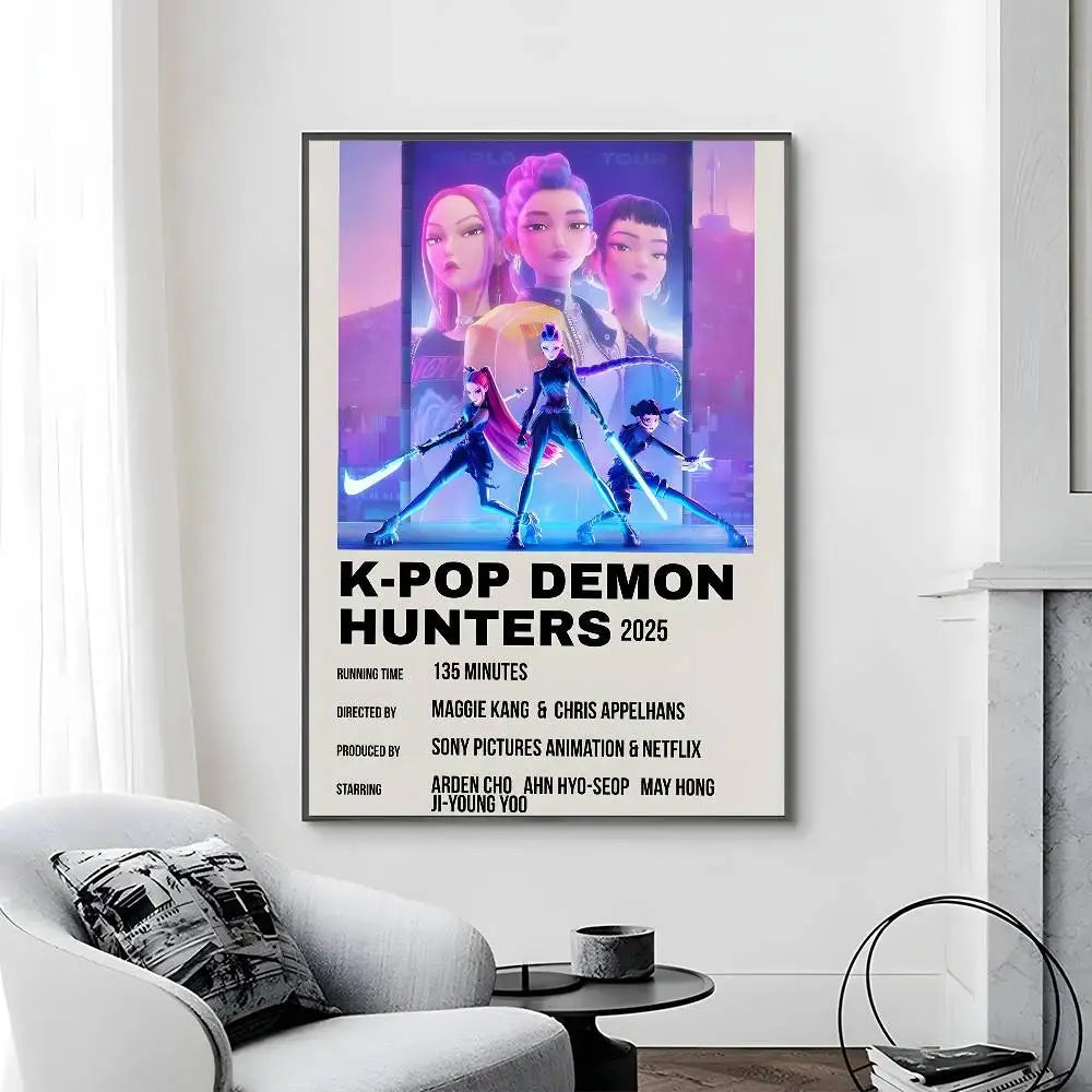 Cartoon Movie K-Pop Demon Hunters-A Poster Canvas painting poster with prints Home bedroom living room decoration gift Cartoon Movie K-Pop Demon Hunters-A Poster Canvas painting poster with prints Home bedroom living room decoration gift