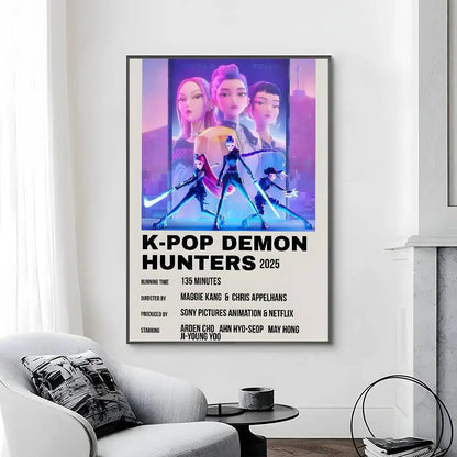 Cartoon Movie K-Pop Demon Hunters-A Poster Canvas painting poster with prints Home bedroom living room decoration gift Cartoon Movie K-Pop Demon Hunters-A Poster Canvas painting poster with prints Home bedroom living room decoration gift