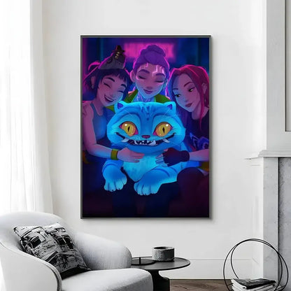 Cartoon Movie K-Pop Demon Hunters-A Poster Canvas painting poster with prints Home bedroom living room decoration gift Cartoon Movie K-Pop Demon Hunters-A Poster Canvas painting poster with prints Home bedroom living room decoration gift