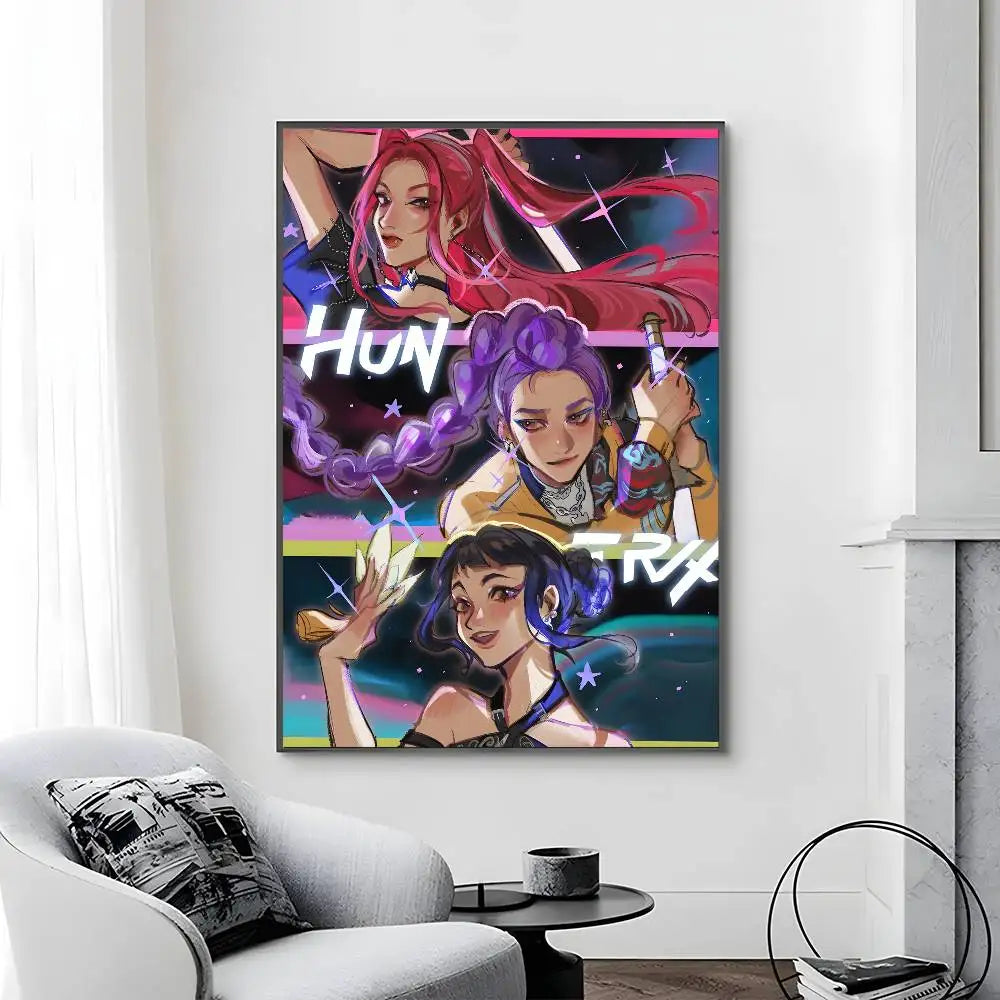 Cartoon Movie K-Pop Demon Hunters-A Poster Canvas painting poster with prints Home bedroom living room decoration gift Cartoon Movie K-Pop Demon Hunters-A Poster Canvas painting poster with prints Home bedroom living room decoration gift