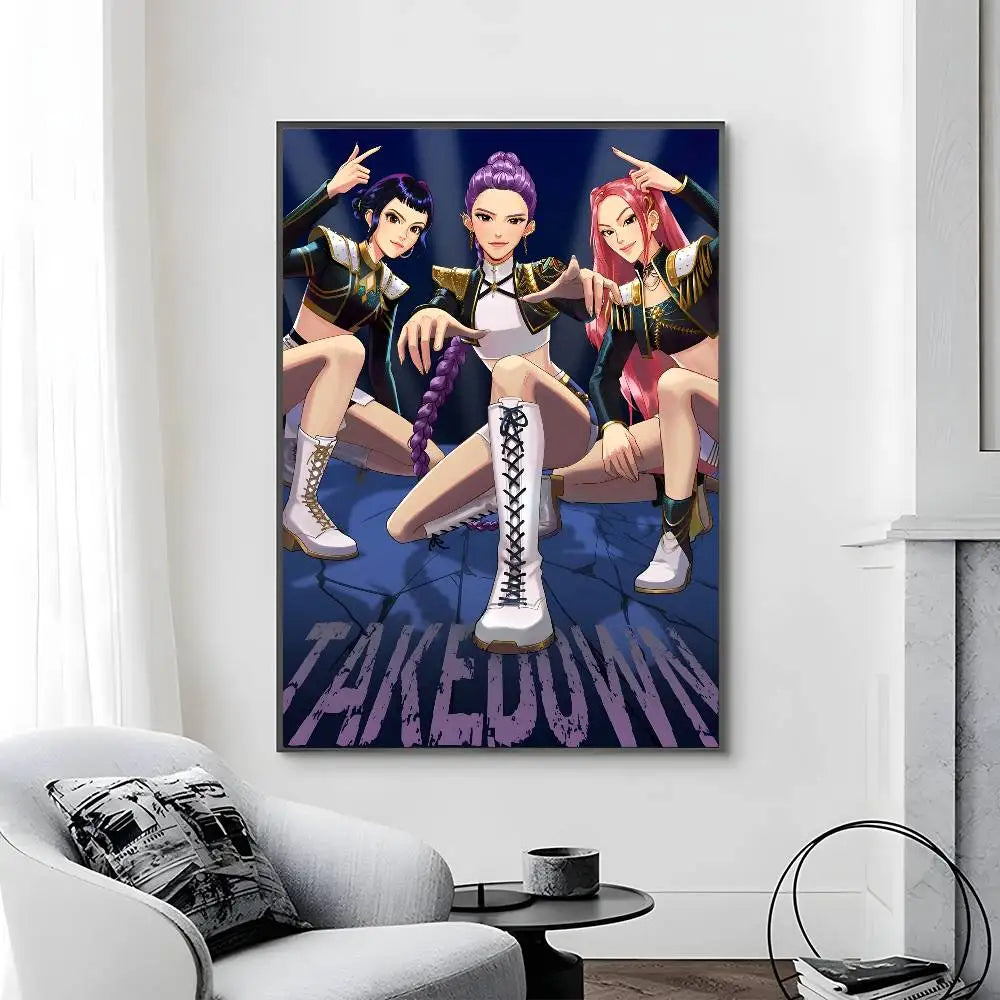 Cartoon Movie K-Pop Demon Hunters-A Poster Canvas painting poster with prints Home bedroom living room decoration gift Cartoon Movie K-Pop Demon Hunters-A Poster Canvas painting poster with prints Home bedroom living room decoration gift