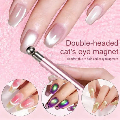 Cat Eye Magnet Set for Nails, Pink Double Head & Round Magnets for Gel Nail Art, Professional Manicure Tools Kit Cat Eye Magnet Set for Nails, Pink Double Head & Round Magnets for Gel Nail Art, Professional Manicure Tools Kit