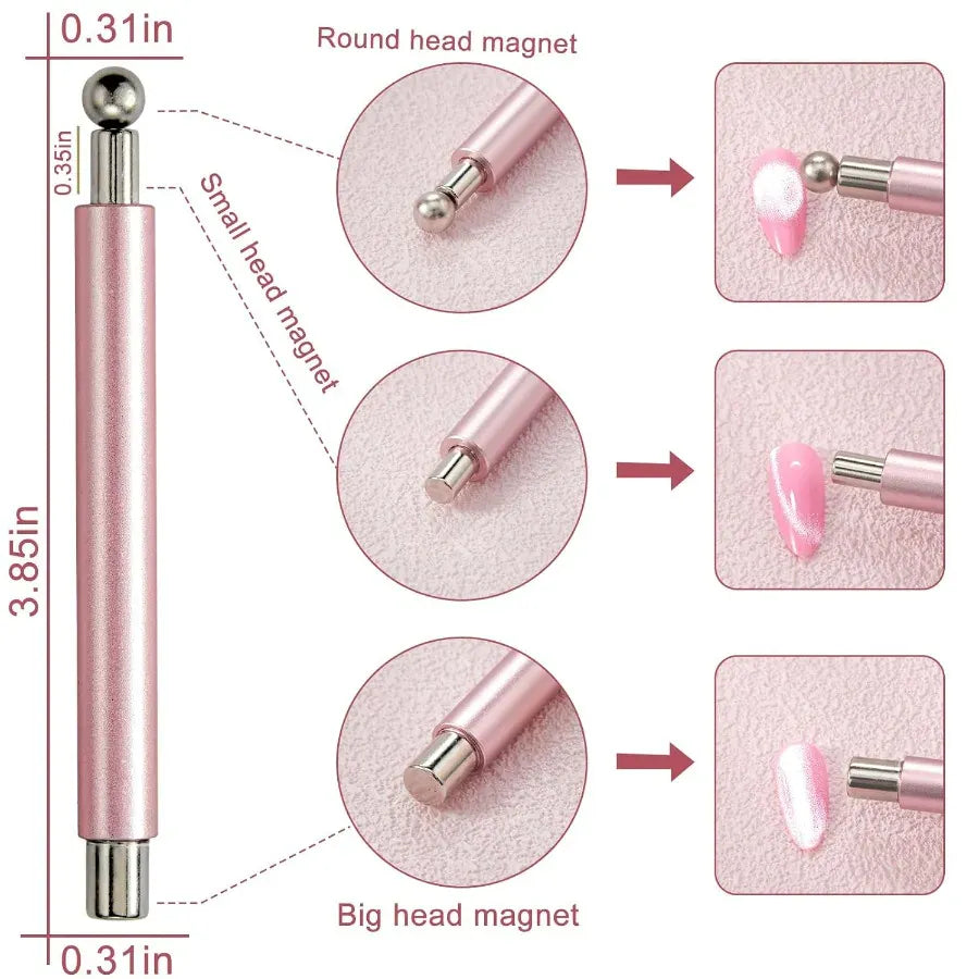 Cat Eye Magnet Set for Nails, Pink Double Head & Round Magnets for Gel Nail Art, Professional Manicure Tools Kit Cat Eye Magnet Set for Nails, Pink Double Head & Round Magnets for Gel Nail Art, Professional Manicure Tools Kit