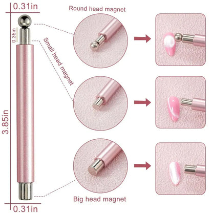 Cat Eye Magnet Set for Nails, Pink Double Head & Round Magnets for Gel Nail Art, Professional Manicure Tools Kit Cat Eye Magnet Set for Nails, Pink Double Head & Round Magnets for Gel Nail Art, Professional Manicure Tools Kit