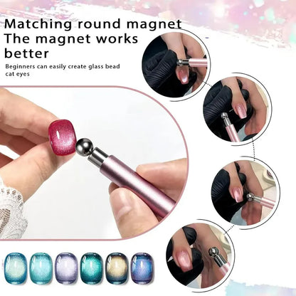 Cat Eye Magnet Set for Nails, Pink Double Head & Round Magnets for Gel Nail Art, Professional Manicure Tools Kit Cat Eye Magnet Set for Nails, Pink Double Head & Round Magnets for Gel Nail Art, Professional Manicure Tools Kit